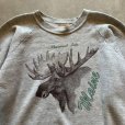 画像2: 【L/XL】90s USA製 FRUIT OF THE LOOM ヘラジカ プリントスウェット 杢グレー■ビンテージ アメリカ古着 動物 ラグラン トレーナー (2)