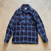 【S or Ladies】80s 1440 プルオーバー 長袖ウールシャツ 青チェック■ビンテージ オールド レトロ アメリカ古着 レディース