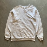 【L】80s UNKNOWN ヘンリーネック スウェット ホワイト 白無地■ビンテージ オールド アメリカ古着 トレーナー USA製 裏起毛