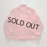 【L/XL】70s UNKNOWN ワッペン付き 裏ボア ナイロン コーチジャケット レッド 赤■ビンテージ オールド アメリカ古着 USA製