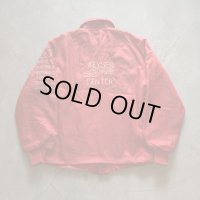 【L/XL】70s UNKNOWN ワッペン付き 裏ボア ナイロン コーチジャケット レッド 赤■ビンテージ オールド アメリカ古着 USA製