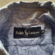 画像3: 【M/L】Ralph Lauren 長袖ボタンダウンシャツ 白青ストライプ■古着 ポロ ラルフローレン オールコットン 90s (3)