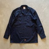 【M/L】Dickies ボックス 長袖ワークシャツ ネイビー 紺無地■アメリカ古着 ディッキーズ コットン×ポリエステル No.2