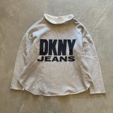 【L/XL】USA製 DKNY JEANS ロールネック スウェット ライトグレー■ビンテージ オールド アメリカ古着 ハイネック 90s ダナキャラン