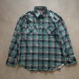 画像1: 【XL】RUGGED WEAR 長袖プリントネルシャツ 青緑チェック■ビンテージ オールド レトロ アメリカ古着 90s ライトネル (1)