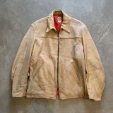 【L】60s-70s UBER ジップアップ レザージャケット ハーフコート■ビンテージ オールド レトロ アメリカ古着 革ジャン スポジャケ