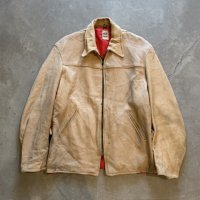 【L】60s-70s UBER ジップアップ レザージャケット ハーフコート■ビンテージ オールド レトロ アメリカ古着 革ジャン スポジャケ