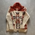 画像6: 【S/M】60s-70s カナダ トーテムポール ショールカラー カウチンニット 茶系■ビンテージ アメリカ古着 ジップ ウールセーター ジャケット (6)