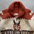 画像2: 【S/M】60s-70s カナダ トーテムポール ショールカラー カウチンニット 茶系■ビンテージ アメリカ古着 ジップ ウールセーター ジャケット (2)