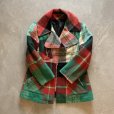 画像5: 【Ladies or S】70s Sears ウール ライダースジャケット 赤緑チェック■ビンテージ オールド レトロ アメリカ古着 シアーズ レディース (5)
