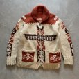 画像1: 【S/M】60s-70s カナダ トーテムポール ショールカラー カウチンニット 茶系■ビンテージ アメリカ古着 ジップ ウールセーター ジャケット (1)