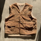 【L/XL】70s UNKNOWN 裏ボアベスト ブラウン 茶系■ビンテージ オールド レトロ アメリカ古着 ウエスタン コットン