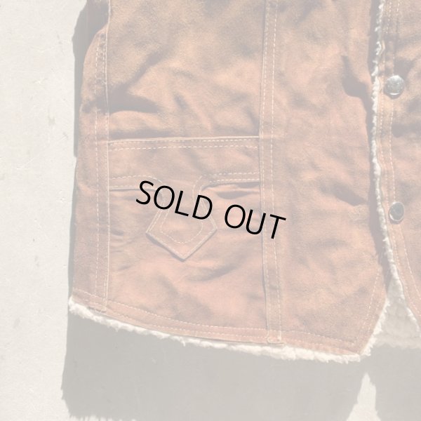 画像4: 【S/M】70s UNKNOWN 裏ボア スエードレザーベスト ブラウン 茶系■ビンテージ オールド レトロ アメリカ古着 メキシコ製 ウエスタン