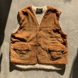 画像1: 【L/XL】70s USA製 WEST WIND 裏ボアベスト ブラウン 茶系■ビンテージ オールド レトロ アメリカ古着 ウエスタン コットン (1)