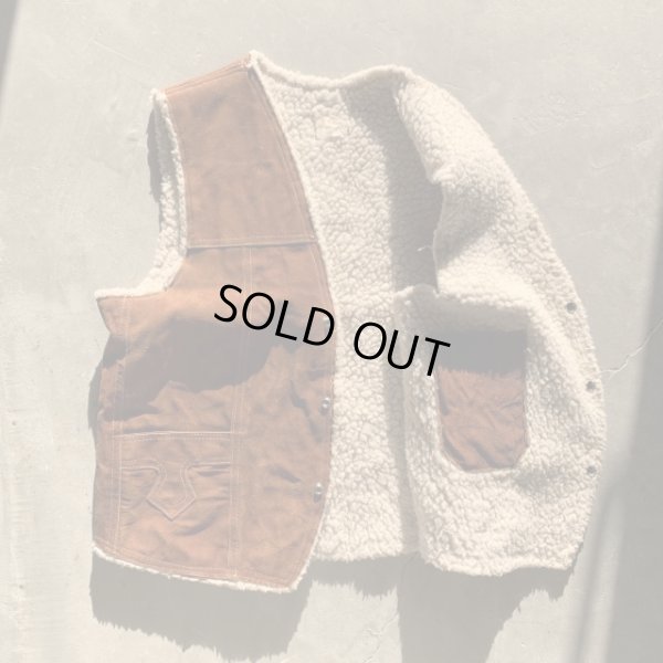 画像5: 【S/M】70s UNKNOWN 裏ボア スエードレザーベスト ブラウン 茶系■ビンテージ オールド レトロ アメリカ古着 メキシコ製 ウエスタン