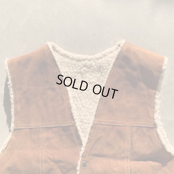 画像2: 【S/M】70s UNKNOWN 裏ボア スエードレザーベスト ブラウン 茶系■ビンテージ オールド レトロ アメリカ古着 メキシコ製 ウエスタン