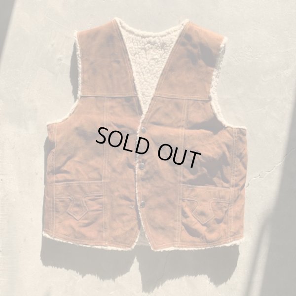 画像1: 【S/M】70s UNKNOWN 裏ボア スエードレザーベスト ブラウン 茶系■ビンテージ オールド レトロ アメリカ古着 メキシコ製 ウエスタン