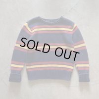 【Kids】Polo Ralph Lauren コットンニット セーター 紺ボーダー■ビンテージ オールド アメリカ古着 キッズ 子供服 ポロラルフローレン