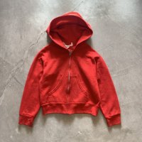 【Kids】80s UNKNOWN ジップアップ スウェットパーカー レッド 赤■ビンテージ オールド レトロ アメリカ古着 キッズ 子供服