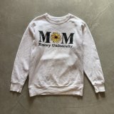 【S/M】90s USA製 Cotton Exchange プリントスウェット 白■ビンテージ オールド レトロ アメリカ古着 ヒマワリ トレーナー ハイコットン