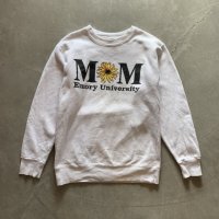 【S/M】90s USA製 Cotton Exchange プリントスウェット 白■ビンテージ オールド レトロ アメリカ古着 ヒマワリ トレーナー ハイコットン