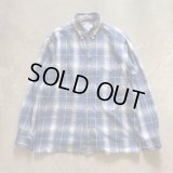 【L】ARROW オンブレチェック 長袖ライトネルシャツ 青白■ビンテージ オールド レトロ アメリカ古着 90s-2000s ボックスシルエット