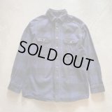 【L/XL】FIELDN' FOREST 長袖ヘビーネルシャツ 紺黒ブロックチェック■ビンテージ オールド レトロ アメリカ古着 90s-2000s