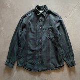 【M/L】Eddie Bauer 長袖ヘビーネルシャツ 緑黒チェック■ビンテージ オールド レトロ アメリカ古着 90s-2000s エディーバウアー