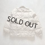 【L】80s-90s WALLS ナイロン キルティング ダウンジャケット ベージュ■ビンテージ オールド アメリカ古着 MA-1タイプ 首リブ