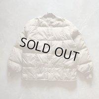 【L】80s-90s WALLS ナイロン キルティング ダウンジャケット ベージュ■ビンテージ オールド アメリカ古着 MA-1タイプ 首リブ