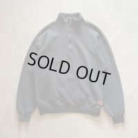 【L】90s USA製 Russell Athletic ハーフジップ スウェット ブラック 黒無地■ビンテージ オールド アメリカ古着 トレーナー ラッセル