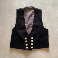 【L/XL】ドイツ製 FHB 太畝コーデュロイ ロガーベスト ブラック 黒無地■ビンテージ オールド レトロ ヨーロッパ古着 ユーロ