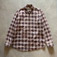 画像1: 【M/L】Woolrich 長袖ネルシャツ ベージュチェック×総柄■ビンテージ オールド レトロ アメリカ古着 ウールリッチ 90s-2000s (1)