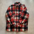 画像5: 【XL】50s Woolrich マチ付き 長袖ウールシャツジャケット 赤チェック■ビンテージ オールド レトロ アメリカ古着 ウールリッチ (5)