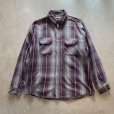 画像1: 【L/XL】90s Five Brother 長袖ヘビーネルシャツ 紫×グレーチェック■ビンテージ オールド アメリカ古着 USA製 ファイブブラザー (1)