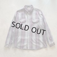 【L/XL】90s Five Brother 長袖ヘビーネルシャツ 紫×グレーチェック■ビンテージ オールド アメリカ古着 USA製 ファイブブラザー