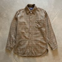 【M/L】70s USA製 PENDLETON 長袖ウールシャツ ベージュチェック■ビンテージ オールド レトロ アメリカ古着 ペンドルトン ラウンド