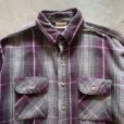 画像2: 【L/XL】90s Five Brother 長袖ヘビーネルシャツ 紫×グレーチェック■ビンテージ オールド アメリカ古着 USA製 ファイブブラザー (2)