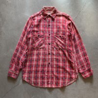 【S】ボロ 50s PENNEY'S 長袖プリントネルシャツ 赤チェック■ビンテージ オールド レトロ アメリカ古着 ぺニーズ プリネル ライトネル