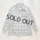 【M】60s USA製 PENDLETON ボックス 長袖ウールシャツ チェック■ビンテージ アメリカ古着 ペンドルトン ボートシャツ オープンカラー