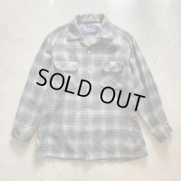 【M】60s USA製 PENDLETON ボックス 長袖ウールシャツ チェック■ビンテージ アメリカ古着 ペンドルトン ボートシャツ オープンカラー