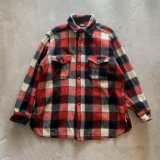 【XL】50s Woolrich マチ付き 長袖ウールシャツジャケット 赤チェック■ビンテージ オールド レトロ アメリカ古着 ウールリッチ