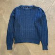 画像1: 【M/L】BOSTON CLIPPER ラミー×コットンニット セーター 青無地■ビンテージ オールド アメリカ古着 90s ブルー 短丈 (1)