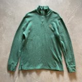 【M/L】Polo Ralph Lauren ハーフジップ コットンニット セーター 緑■ビンテージ オールド アメリカ古着 ポロラルフローレン