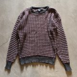 【M/L】USA製 boat house row ローゲージ コットンニット セーター 紫ミックス■ビンテージ オールド アメリカ古着 90s
