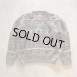 【M/L】British Collection ウールセーター ニット 総柄■ビンテージ オールド ヨーロッパ古着 イギリス イングランド