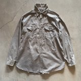 【L/XL 16 1/2】60s-70s USA製 Lee マチ付き 長袖ワークシャツ グレー■ビンテージ オールド アメリカ古着 チェトパ コットン