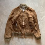 【S】70s HOWARD'S スエードレザージャケット ブラウン 茶■ビンテージ レトロ アメリカ古着 60s ジップアップ 革ジャン MA-1