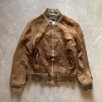 【S】70s HOWARD'S スエードレザージャケット ブラウン 茶■ビンテージ レトロ アメリカ古着 60s ジップアップ 革ジャン MA-1