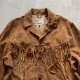 画像2: 【L】70s USA製 Pioneer Wear フリンジ スエードレザージャケット ブラウン 茶■ビンテージ レトロ アメリカ古着 革ジャン ウエスタン (2)